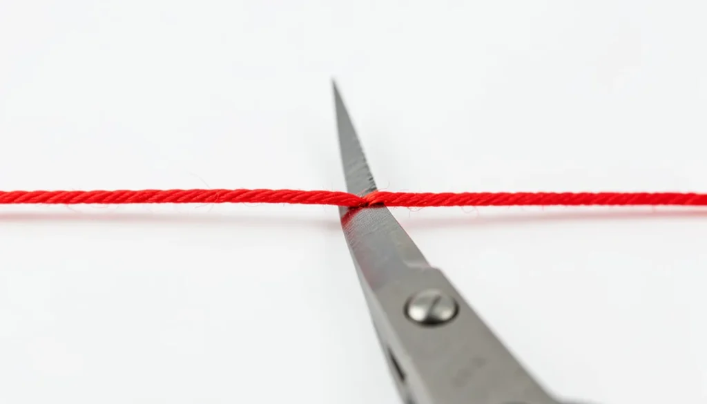 Scissors cutting a taut red string, representing canceling unused subscriptions